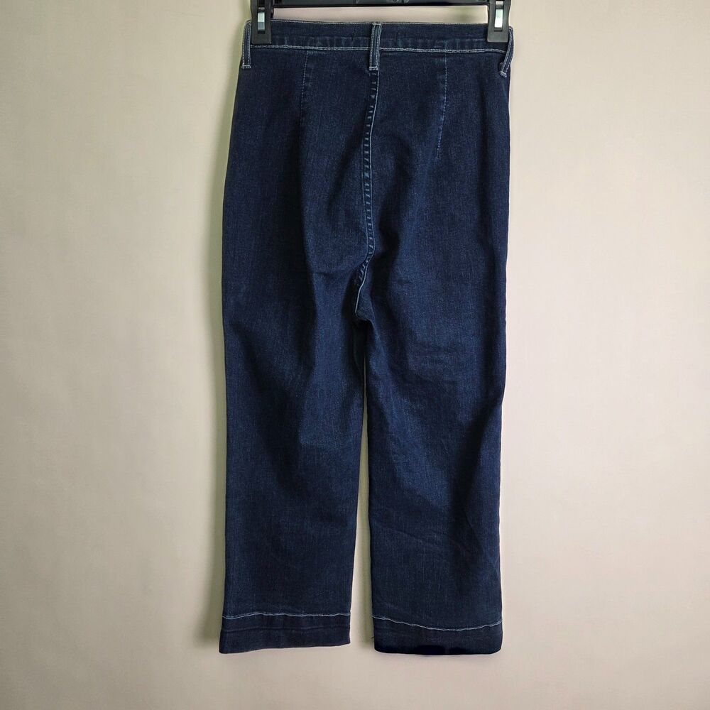 ModCloth Dark Indigo Wide-Leg Cropped Jeans - Picture 3 of 8